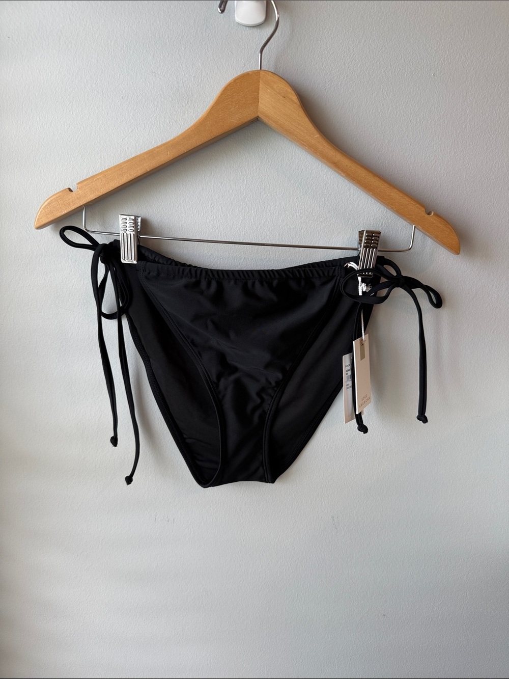 Good American Black String Tie‎ Bikini Bottoms NWT